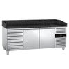 Stół chłodniczy do pizzy PREMIUM – 2000 x 800 mm – z 2 drzwiami i 7 szufladami