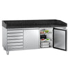Stół chłodniczy do pizzy PREMIUM – 2000 x 800 mm – z 2 drzwiami i 7 szufladami