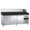 Commercial Pizza Prep Counter - Granite Top PREMIUM - 2025x800mm - with 2 doors & 7 drawers - incl. refrigerated topping unit - 9x GN 1/3