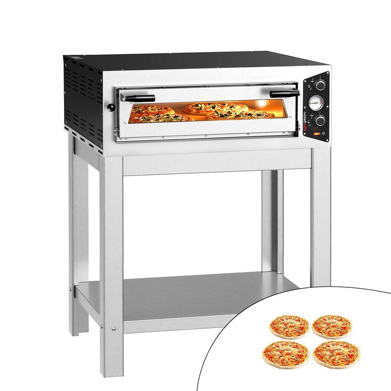 Elektryczny piec do pizzy – 4 x 30 cm – 230 V – manualny – wraz z podstawą