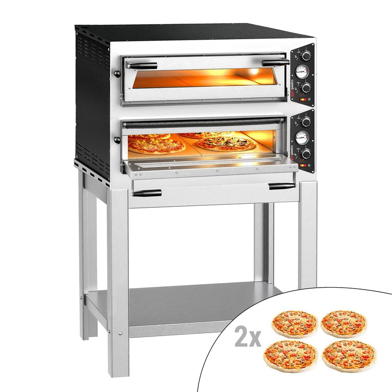 Elektryczny piec do pizzy – 4+4 x 30 cm – manualny – wraz z podstawą