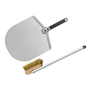(ZESTAW) Łopatka do pizzy – 305 x 355 mm i szczotka do pieca do pizzy - Prime Gastro