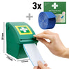 (4 szt.) Dozownik plastrów - ścienny - z 1 rolką Soft Foam niebieską 60mmx4500mm - z uchwytem ściennym - w zestawie 3 rolki uzupełniające Soft Foam niebieskie