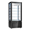 4-Sided Glass Display Freezer - 457L - 805mm - Double glazing - square - black front - with 5 glass shelves - 1 glass door, right-hinged - Black