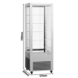 Witryna chłodnicza panoramiczna - 440L - 675mm - podwójne przeszklenie - z 5 półkami - z oświetleniem LED