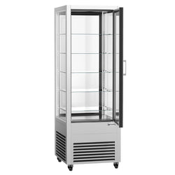 Witryna chłodnicza panoramiczna - 440L - 675mm - podwójne przeszklenie (4 strony) - z 5 półkami - z oświetleniem LED