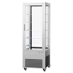 Witryna chłodnicza panoramiczna - 440L - 675mm - podwójne przeszklenie (4 strony) - z 5 półkami - z oświetleniem LED