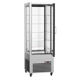 Witryna chłodnicza panoramiczna - 440L - 675mm - podwójne przeszklenie (4 strony) - z 5 półkami - z oświetleniem LED
