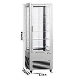 Witryna chłodnicza panoramiczna - 440L - 675mm - podwójne przeszklenie (4 strony) - z 5 półkami - z oświetleniem LED