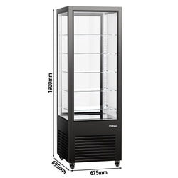 Witryna chłodnicza panoramiczna - 440L - 675mm - podwójne przeszklenie - z 5 półkami - z oświetleniem LED - Czarny
