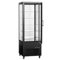 Witryna chłodnicza panoramiczna - 440L - 675mm - podwójne przeszklenie - z 5 półkami - z oświetleniem LED - Czarny