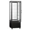 Witryna chłodnicza panoramiczna - 440L - 670mm - podwójne przeszklenie (4 strony) - z 5 półkami - z oświetleniem LED - Czarny