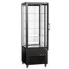 Witryna chłodnicza panoramiczna - 440L - 670mm - podwójne przeszklenie (4 strony) - z 5 półkami - z oświetleniem LED - Czarny