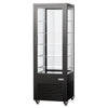 Witryna chłodnicza panoramiczna - 440L - 670mm - podwójne przeszklenie (4 strony) - z 5 półkami - z oświetleniem LED - Czarny