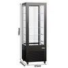 Witryna chłodnicza panoramiczna - 440L - 670mm - podwójne przeszklenie (4 strony) - z 5 półkami - z oświetleniem LED - Czarny