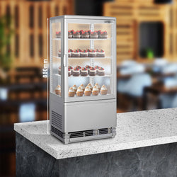 Panoramiczna witryna stołowa - 68 litrów - 420 mm - 3 półki - srebrny