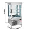 4-Sided Glass Display Fridge - 230L - 670mm - with 2 rotating shelves - 1 door - Silver - for patisserie
