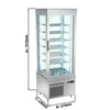 Panoramic freezer display case – 670 mm – 430 L – triple glazing – with 6 shelves – silver
