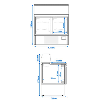 Stół Sałatkowy Premium PLUS - 978 mm - 2 drzwi - ze szklaną nadstawką dla 5x GN 1/6 - Prime Gastro