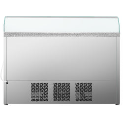 Stół chłodniczy sałatkowy PREMIUM PLUS - 1460mm - 355L - 3 drzwi - z nadstawką szklaną - blat roboczy z czarnego granitu