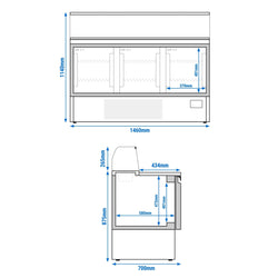 Stół Sałatkowy Premium PLUS - 1460 mm - 3 drzwi - ze szklaną nadstawką dla 8x GN 1/6
