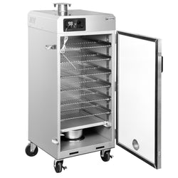 Wędzarnia elektryczna - Cyfrowa - 509x556x1266mm - 6 półek - na kółkach - Srebrny