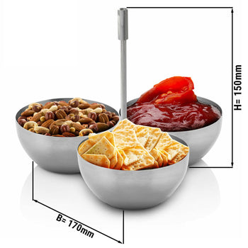 (3 szt.) Zestaw 3 misek na przekąski - stal nierdzewna - Prime Gastro