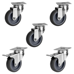 Zestaw kółek - 2 z hamulcem, 3 bez hamulca - 100x85x130mm - Ø 100mm - kompatybilny z BGKF, BKTF, BLF, GTF, KSF, KTF, KUF, POF, TF, TKSF, ZTSF