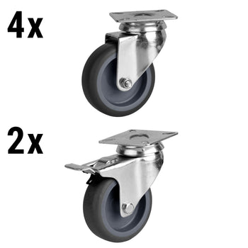 (6 pcs) Caster Set for Refrigerated Tables - fits BGKF, GTF, KTF, KTGFF, KUF & ZTSF