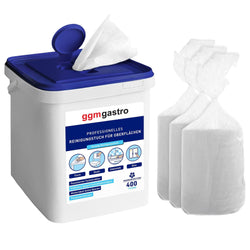 (1 sztuka) – dozownik chusteczek czyszczących z 400 jednorazowymi chusteczkami nawilżanymi – pojedyncze pobieranie chusteczek – w zestawie 3 opakowania uzupełniające po 400 chusteczek