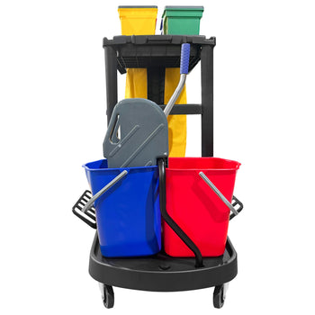 Wózek do sprzątania - z pojemnikiem - czarny - Prime Gastro