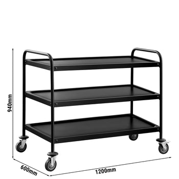 Wózek do serwowania - 1200x600mm - z 3 półkami - czarny - Prime Gastro