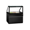 Commercial Saladette Counter TORONTO - 1250mm - 800L - Black Front - 2 doors - with square glass canopy for 3 x GN 1/1 & 1 shelf - black granite worktop