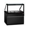 Commercial Saladette Counter TORONTO - 1250mm - 800L - Black Front - 2 doors - with square glass canopy for 3 x GN 1/1 & 1 shelf - black granite worktop