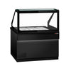 Commercial Saladette Counter TORONTO - 1250mm - 800L - Black Front - 2 doors - with square glass canopy for 3 x GN 1/1 & 1 shelf - black granite worktop