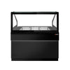 Commercial Saladette Counter TORONTO - 1250mm - 800L - Black Front - 2 doors - with square glass canopy for 3 x GN 1/1 & 1 shelf - black granite worktop