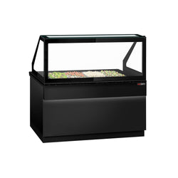 Stół Sałatkowy TORONTO - 1500 mm - 2 drzwi - dla 4x GN 1/1 - czarny panel przedni - czarny granitowy blat roboczy kuchenny