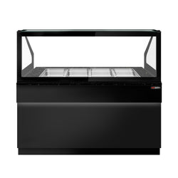 Stół chłodniczy sałatkowy TORONTO – 1500 mm – na 4x GN 1/1 – czarny panel przedni – z 2 drzwiami – z czarnym blatem granitowym