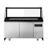 Commercial Saladette Counter TORONTO - 1500mm - 1000L - Black Front - 2 doors - with square glass canopy for 4 x GN 1/1 & 1 shelf - black granite worktop
