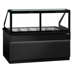 Stół Sałatkowy TORONTO - 2000mm - 3 drzwi - dla 5x GN 1/1 - czarny panel przedni - czarny granitowy blat roboczy kuchenny