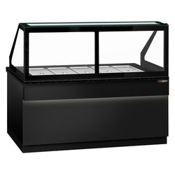 Stół Sałatkowy TORONTO - 2000mm - 3 drzwi - dla 5x GN 1/1 - czarny panel przedni - czarny granitowy blat roboczy kuchenny