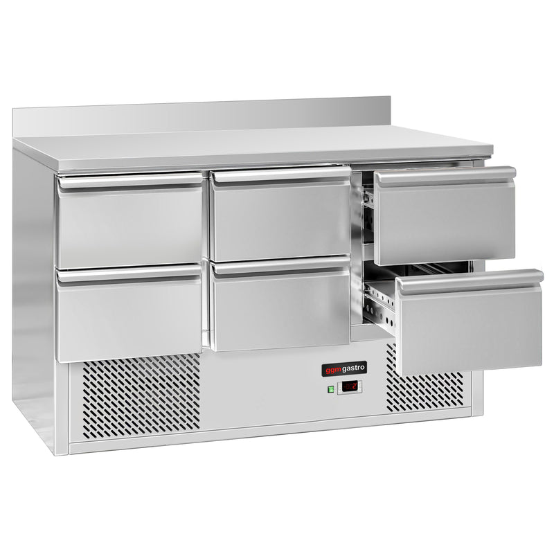 Commercial Counter Fridge ECO - 1365x700mm - with 6 drawers - with upstand - capacity 368 litres
