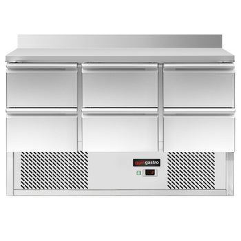 Stół chłodniczy ECO - 1365x700 mm - 6 szuflad & panelem tylnym - Prime Gastro