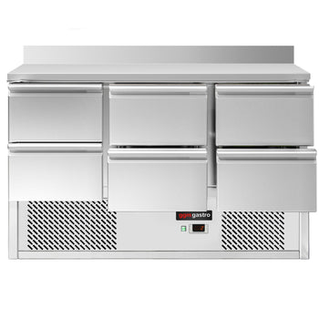 Stół chłodniczy ECO - 1365x700 mm - 6 szuflad & panelem tylnym - Prime Gastro