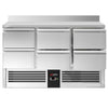 Commercial Counter Fridge PREMIUM - 1365x700mm - with 6 drawers - with upstand - black front - capacity 368 litres
