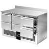 Commercial Counter Fridge PREMIUM - 1365x700mm - with 6 drawers - with upstand - black front - capacity 368 litres