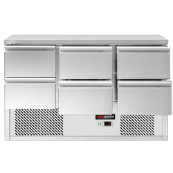 Stół chłodniczy PREMIUM - 1365x700mm - 368L - front Czarny - z 6 szufladami