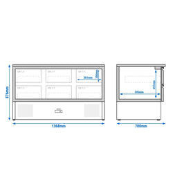 Stół chłodniczy ECO - 1370x700 mm - z 6 szufladami
