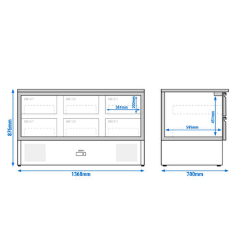 Stół chłodniczy ECO - 1370x700 mm - z 6 szufladami - Prime Gastro