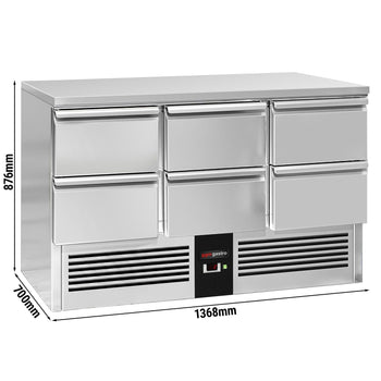 Stół chłodniczy PREMIUM - 1370x700 mm - 6 szuflad - Prime Gastro